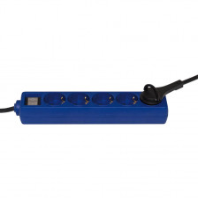 Steckdosenleiste 5 fach  H05 VV-F 3G x 1,5², blau, mit Schalter, mit Hebelgriff