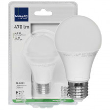 LED Lampe, AGL  E27 / 5,5W, opal, 470 lm, 2700K Müller Licht