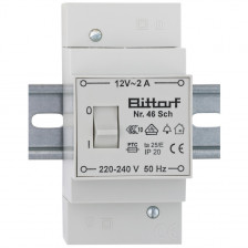 AP Klingeltrafo, auch für Reiheneinbau, mit Schalter, primär 220-240V, sekundär 12V / 2A