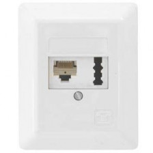 Anschlussdose Kombi Aufputz, RJ 45 und TAE Steckdose, reinweiß, Rutenbeck