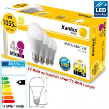 4er Packung LED Leuchtmittel 12 Watt ( = 75 Watt ) E27 Fassung