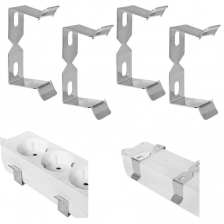 4 Stück Halteklammer Set, Metall, für Tischsteckdosen ab Breite 45mm