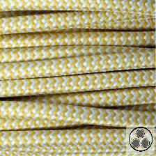 Textilkabel, Stoffkabel, Gelb Zick Zack 3 adrig 3 x 0,75 mm² rund (Meterware)