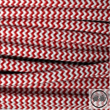 Textilkabel, Stoffkabel, Rot Weis Zick-Zack 2 adrig 2 x 0,75 mm² rund (Meterware)