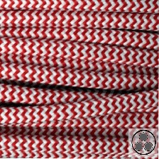 Textilkabel, Stoffkabel, Rot Weis Zick-Zack 3 adrig 3 x 0,75 mm² rund (Meterware)