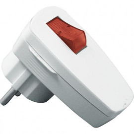 Winkelstecker abschaltbar rot beleuchtet weiß Thermoplast, mit Schalter,