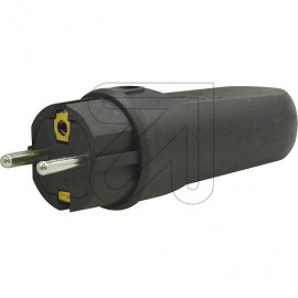 Gummi Stecker IP44, 250V / 16A schwarz mit Zugentlastung