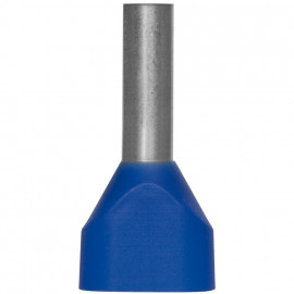 50 Stück Aderendhülse / Isolierstoffkragen, 2 Eingänge Ø 5,5²mm Länge 18 mm blau