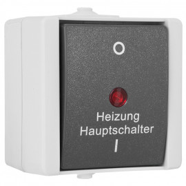 Schalter Heizung - Not, Aufputz, Feuchtraum, IP44, grau / hellgrau, Kopp proAQA