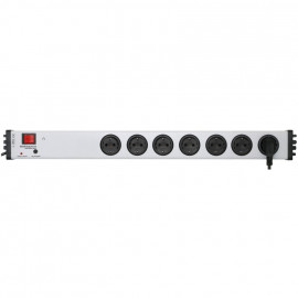 Steckdosenleiste, 7 fach, 3 x 1,5²mm, 1,5 m, grau/schwarz, mit Signal  und Schalter