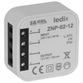 LED Netzteil  12V-DC/2W elektronisch Abmessungen L 47, B 47, H 20mm