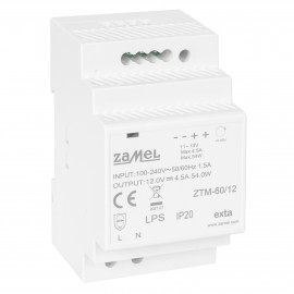 Reiheneinbau-Netzteil, 12V-DC  Eingang AC 100-240V Ausführung 60W (4,5A)