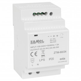 Reiheneinbau Netzteil, 24V-DC / 60W (2,5A) mit Überlast- und Überspannungsschutz