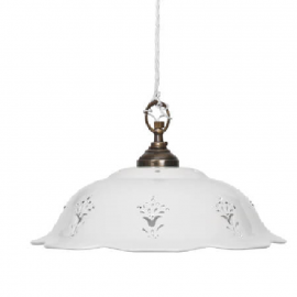 Pendelleuchte  Wohnraumleuchten Keramik weiß 1 x E27 / 60W florale Muster