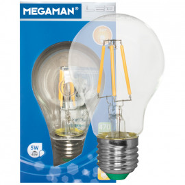 LED Fadenlampe, AGL, E27 / 5W, klar, 470 lm, Megaman