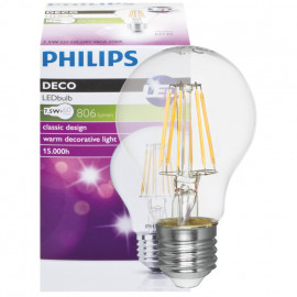 LED Fadenlampen, AGL E27 / 240V / 7,5W, klar, 806 lm Philips