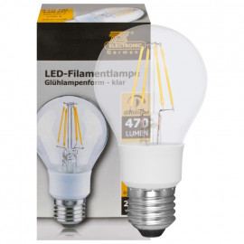 LED Fadenlampe, AGL, E27 / 4,5W, klar, 470 lm, TS Electronics