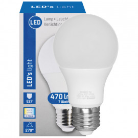 LED Lampe, AGL E27 / 7W, opal, 470 lm, 2700K LED´s light