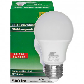 LED Lampe, AGL LED CLASSIC, E27 / 6W, satiniert, 500 lm, 2700K TS Electronic