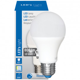 LED Lampe, AGL E27 / 10W, opal, 806 lm, 2700K LED´s light