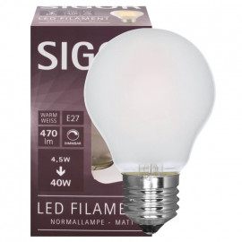 LED Filament Lampe AGL-Form, matt, E27 4,5W, 470 lm	L 103, Ø 60mm