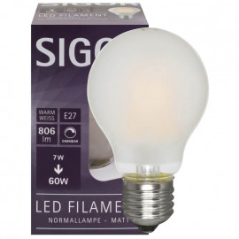 LED Filament Lampe, AGL-Form, matt, E27 7W, 806 lm L 103, Ø 60mm