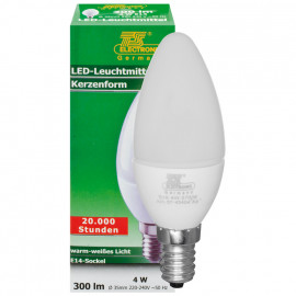 LED Lampe, Kerze, E14 / 4W, satiniert, 300 lm, TS Electronics