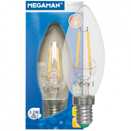 LED Fadenlampe, Kerze, E14 / 3,2W, klar, 250 lm, Megaman