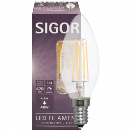 LED Filament Lampe, Kerzen-Form, klar, E14 4,5W (40W), 400 lm L 98, Ø 35mm