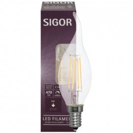 LED Filament Lampe, Kerzen-Form, klar, E14 4,5W (40W), 470 lm L 120, Ø 35mm