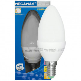 LED Lampe, Kerze, E14 / 6W, matt, 470 lm, Megaman