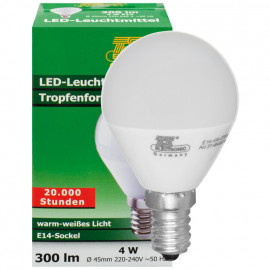 LED Lampe, Tropfen, E14 / 4W, satiniert, 300 lm, TS Electronic