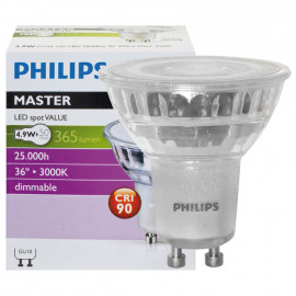 LED Lampe, Reflektor, MASTER LEDspot Value, GU10 / 4,3W, 355 lm, 3000K, dimmbar, Philips