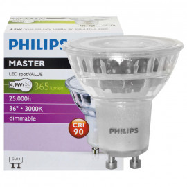 LED Reflektorlampe PAR16, MASTER LEDSPOT VALUE, GU10 4,9W(50W) 365lm 3000K