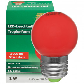 LED Lampe, Tropfen, E27 / 1W, rot, Dekolampe, TS-Electronics