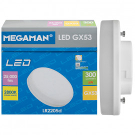 LED Lampe, Reflektor, GX53 / 5W, 300 lm, dimmbar, 2800K, Megaman