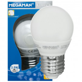 LED Lampe, Tropfen, LED CLASSIC, E27 / 3,5W, opal, 250 lm, Megaman