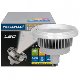 LED Lampe, Reflektor, GU10 / 12W, 600 lm, 3600cd, 2800K, Megaman