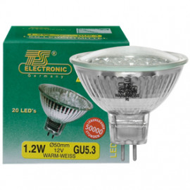 LED Lampe, Reflektor, MR16, GU5,3 / 1,2W, 41 lm, 6000K, TS-Electronic