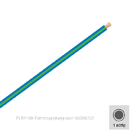 2,50 mm² einadrig Kfz FLRy Leitung Farbe  Blau  -  Grün 10 Meter Bund