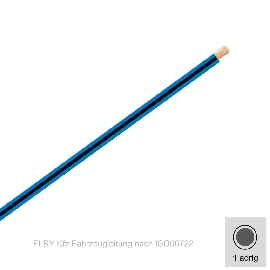 0,35 mm² einadrig Kfz FLRy Leitung Farbe Blau - Schwarz 50 Meter Bund