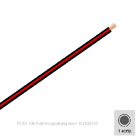 0,75 mm² einadrig Kfz FLRy Leitung Farbe  Schwarz - Rot 50 Meter Bund
