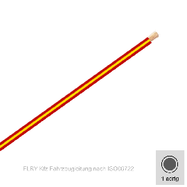 2,50 mm² einadrig Kfz FLRy Leitung Farbe  Rot - Gelb 10 Meter Bund