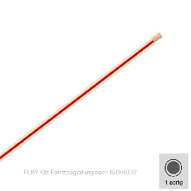 1,00 mm² einadrig Kfz FLRy Leitung Farbe Weis - Rot 20 Meter Bund