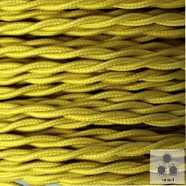 Farbe Gelb 3 adrig 3 x 0,75 mm² verseilt Stoffkabel Textilkabel Meterware 
