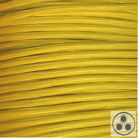 Textilkabel, Stoffkabel, Farbe Gelb 3 adrig 3 x 0,75 mm² rund (Meterware)
