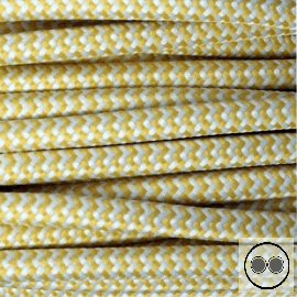 Textilkabel, Stoffkabel, Gelb Zick Zack 2 adrig 2 x 0,75 mm² rund (Meterware)