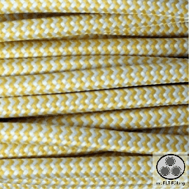 Textilkabel, Stoffkabel, Gelb Zick Zack 3 adrig 3 x 0,75 mm² rund mit Füllgarn (Meterware)