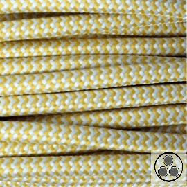 Textilkabel, Stoffkabel, Gelb Zick Zack 3 adrig 3 x 0,75 mm² rund (Meterware)