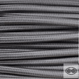 Textilkabel, Stoffkabel, Farbe Grau 2 adrig 2 x 0,75 mm² Flachkabel (Meterware)